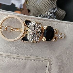 Black cat rhinestone charm